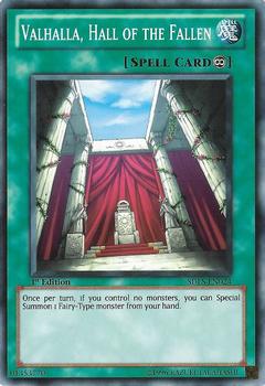 2011 Yu-Gi-Oh! Lost Sanctuary English 1st Edition #SDLS-EN024 Valhalla, Hall of the Fallen Front