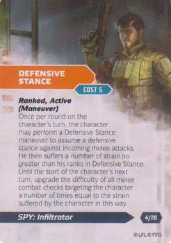 2014 Fantasy Flight Games Star Wars Age of Rebellion Specialization Deck Spy Infiltrator #4 Defensive Stance Front