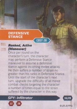 2014 Fantasy Flight Games Star Wars Age of Rebellion Specialization Deck Spy Infiltrator #16 Defensive Stance Front