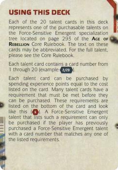 2014 Fantasy Flight Games Star Wars Age of Rebellion Specialization Deck Universal Force-Sensitive Emergent #NNO Title Card Back