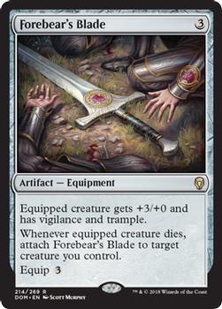 2018 Magic the Gathering Dominaria #214 Forebear's Blade Front
