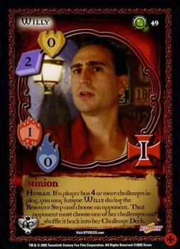 2002 Score Buffy The Vampire Slayer CCG: Angel's Curse #49 Willy. Front