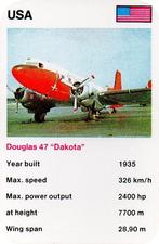 1978-81 Mini Trumps Fact Cards Bombers #NNO Douglas 47 Dakota Front