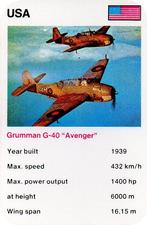 1978-81 Mini Trumps Fact Cards Bombers #NNO Grumman G-40 Avenger Front