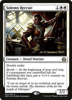 2017 Magic the Gathering Aether Revolt - Prerelease Promos #22 Solemn Recruit Front