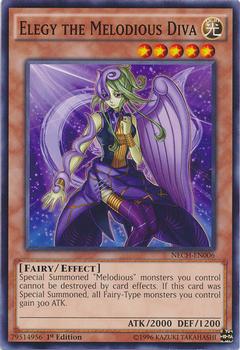 2014 Yu-Gi-Oh! The New Challengers 1st Edition #NECH-EN006 Elegy the Melodious Diva Front