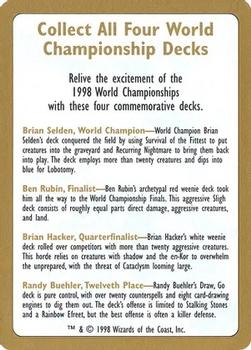 1998 Magic the Gathering World Championship Decks 1998 #NNO Ad Card Front