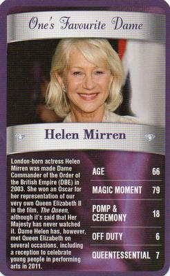 2012 Top Trumps The Diamond Jubilee One's Favourite Things #NNO Helen Mirren Front