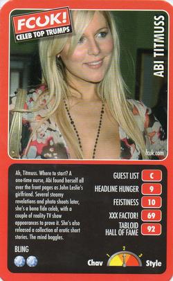 2005 Top Trumps Limited Editions FCUK! Celebs #NNO Abi Titmuss Front
