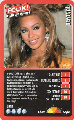 2005 Top Trumps Limited Editions FCUK! Celebs #NNO Beyonce Front