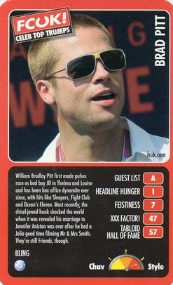2005 Top Trumps Limited Editions FCUK! Celebs #NNO Brad Pitt Front