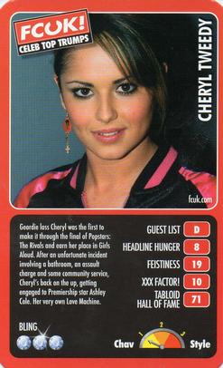 2005 Top Trumps Limited Editions FCUK! Celebs #NNO Cheryl Tweedy Front