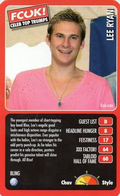 2005 Top Trumps Limited Editions FCUK! Celebs #NNO Lee Ryan Front