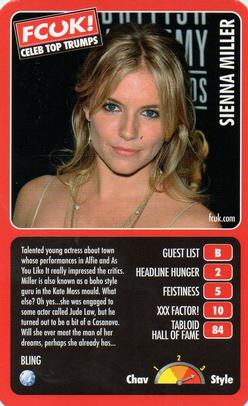 2005 Top Trumps Limited Editions FCUK! Celebs #NNO Sienna Miller Front