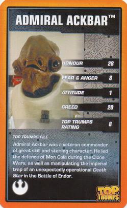 2015 Top Trumps Star Wars 30 Classic Characters #NNO Admiral Ackbar Front