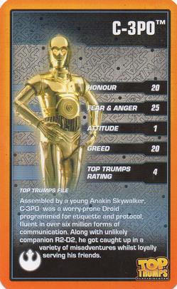 2015 Top Trumps Star Wars 30 Classic Characters #NNO C-3PO Front