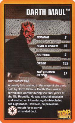 2015 Top Trumps Star Wars 30 Classic Characters #NNO Darth Maul Front