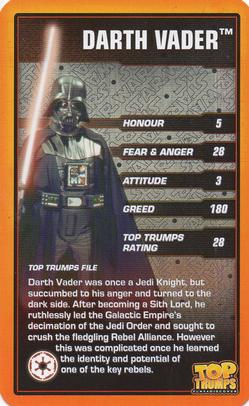 2015 Top Trumps Star Wars 30 Classic Characters #NNO Darth Vader Front