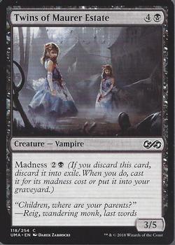 2018 Magic the Gathering Ultimate Masters #118 Twins of Maurer Estate Front