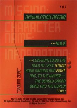 1995 Fleer Marvel Overpower - Mission Annihilation Affair #7 Hulk - 