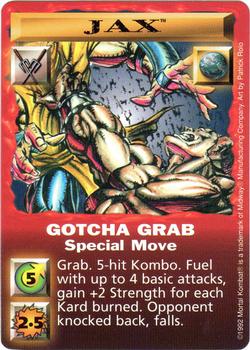 1992 Mortal Kombat Kard Game #NNO Jax - Gotcha Grab Front