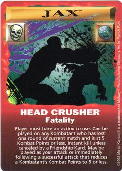 1992 Mortal Kombat Kard Game #NNO Jax - Head Crusher Front