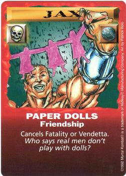 1992 Mortal Kombat Kard Game #NNO Jax - Paper Dolls Front