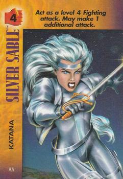 1995 Fleer Marvel Overpower PowerSurge #NNO Silver Sable - Katana Front
