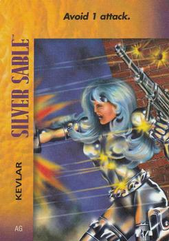1995 Fleer Marvel Overpower PowerSurge #NNO Silver Sable - Kevlar Front