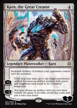 2019 Magic the Gathering War of the Spark #001 Karn, the Great Creator Front