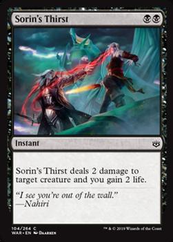 2019 Magic the Gathering War of the Spark #104 Sorin's Thirst Front