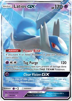 2019 Pokemon Sun & Moon Unified Minds #78/236 Latios GX Front