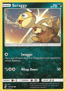 2019 Pokemon Sun & Moon Unified Minds #137/236 Scraggy Front