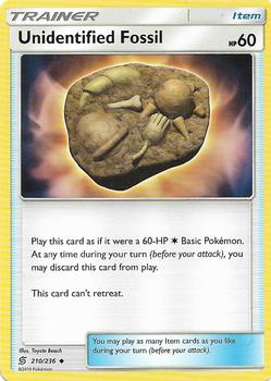 2019 Pokemon Sun & Moon Unified Minds #210/236 Unidentified Fossil Front
