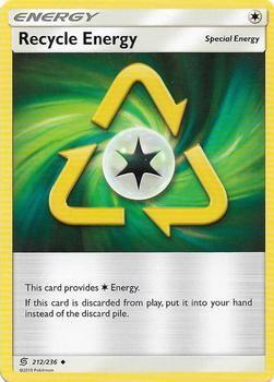 2019 Pokemon Sun & Moon Unified Minds #212/236 Recycle Energy Front