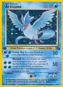 1999 Pokemon Fossil 1st Edition #2/62 Articuno Front