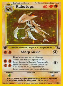 1999 Pokemon Fossil 1st Edition #9/62 Kabutops Front