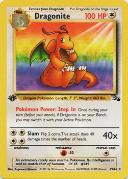 1999 Pokemon Fossil 1st Edition #19/62 Dragonite Front