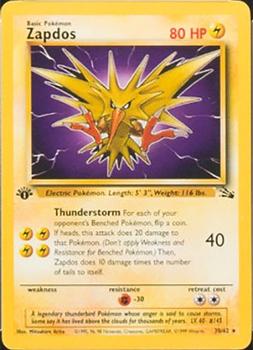 1999 Pokemon Fossil 1st Edition #30/62 Zapdos Front