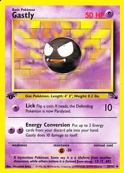 1999 Pokemon Fossil 1st Edition #33/62 Gastly Front