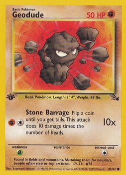 1999 Pokemon Fossil 1st Edition #47/62 Geodude Front