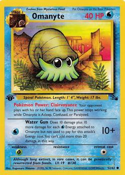 1999 Pokemon Fossil 1st Edition #52/62 Omanyte Front