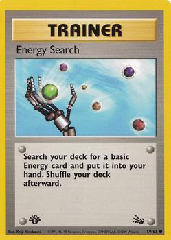 1999 Pokemon Fossil 1st Edition #59/62 Energy Search Front