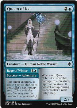 2019 Magic the Gathering Throne of Eldraine #061 Queen of Ice / Rage of Winter Front