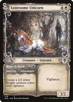 2019 Magic the Gathering Throne of Eldraine #276 Lonesome Unicorn / Rider in Need Front