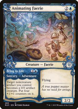 2019 Magic the Gathering Throne of Eldraine #280 Animating Faerie / Bring to Life Front