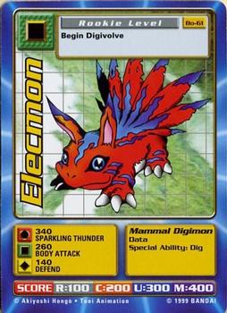 1999 Digimon Series 2 Booster #Bo-61 Elecmon Front