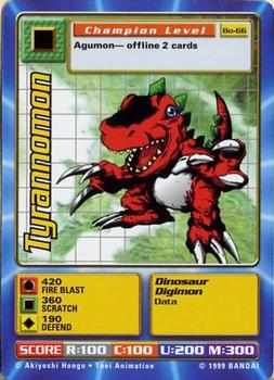 1999 Digimon Series 2 Booster #Bo-66 Tyrannomon Front