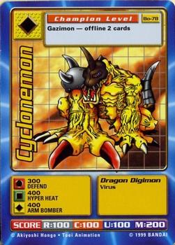 1999 Digimon Series 2 Booster #Bo-78 Cyclonemon Front