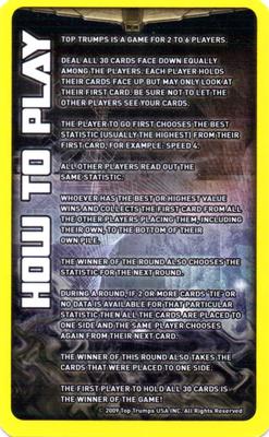 2010 Top Trumps Transformers Revenge of the Fallen #NNO Title card Back